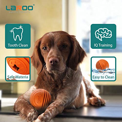 LaRoo Perro Masticar Juguete, Perro Trato Tratar Huesos Interactivos Mascota Perro Perro de Juguete masticable de Goma Natural Duradero Dispensing Yummy Bone Feeder (9CM Bola Naranja)