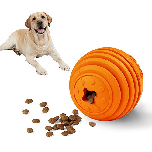 LaRoo Perro Masticar Juguete, Perro Trato Tratar Huesos Interactivos Mascota Perro Perro de Juguete masticable de Goma Natural Duradero Dispensing Yummy Bone Feeder (9CM Bola Naranja)