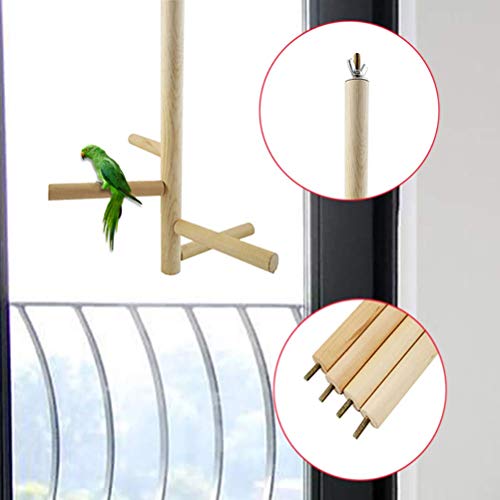 Las perchas de aves, loro soporte perchas de madera 4 capas juguete Cuidado escenario de madera perca pico garra jaula hábitats de las aves loros periquitos Cockatiel Jaula Accesorios zcaqtajro
