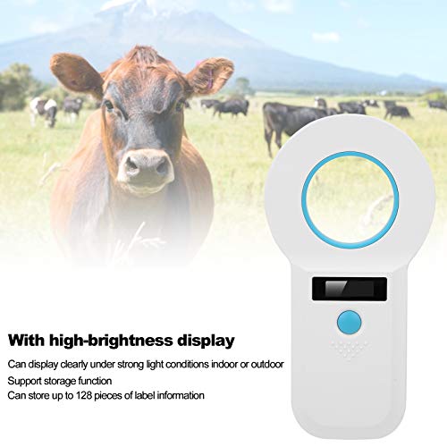 Lazmin112 Escáner de Microchip para Mascotas, Lector de Etiquetas de Animales para RFID 34.2Khz / 125Khz Soporte Recargable para EMID/FDX-B, Adecuado para Animales/Mascotas/Perros/Gatos/Cerdos