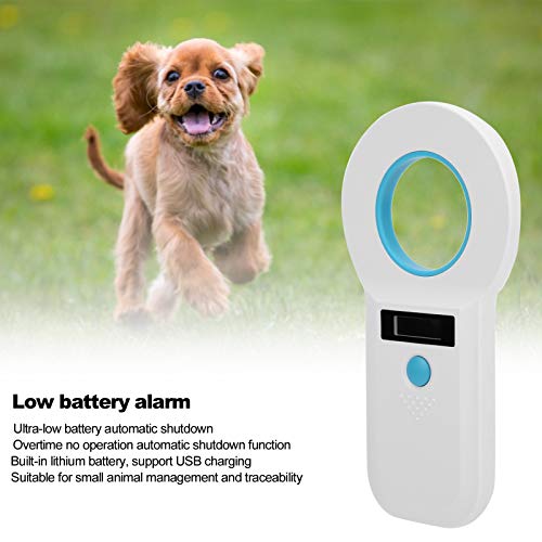 Lazmin112 Escáner de Microchip para Mascotas, Lector de Etiquetas de Animales para RFID 34.2Khz / 125Khz Soporte Recargable para EMID/FDX-B, Adecuado para Animales/Mascotas/Perros/Gatos/Cerdos