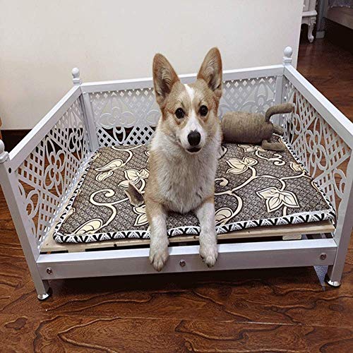 Ldelw Cama for Perros extraíble y Lavable Perro Grande Hierro Forjado Pelo de Oro Pelo de Oro Matería de Mascota (Color: Blanco) sunyangde (Color : White, Size : -)