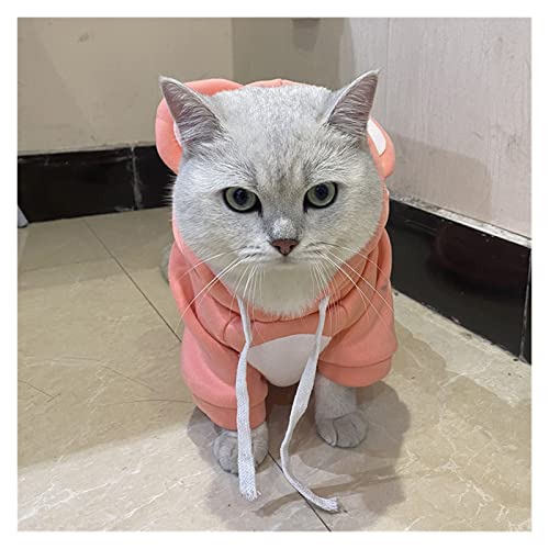 LDGR Primavera otoño Gato Ropa for Perros con Capucha cálida Linda Oreja Mascota suéter Jerseys for Gatos Cachorros Gatito Ropa Disfraz Sphynx (Color : Orange, Size : S.)