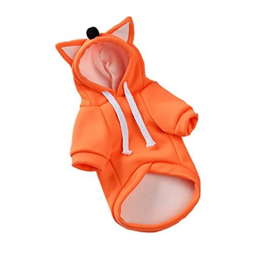 LDGR Primavera otoño Gato Ropa for Perros con Capucha cálida Linda Oreja Mascota suéter Jerseys for Gatos Cachorros Gatito Ropa Disfraz Sphynx (Color : Orange, Size : S.)