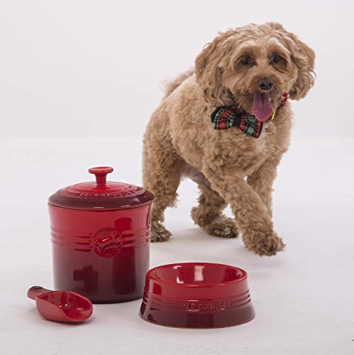 Le Creuset, Recipiente para pienso con Pala dosificadora, 12,6 x 19 cm, 1.9 l, Apto para lavavajillas, Rojo Cereza