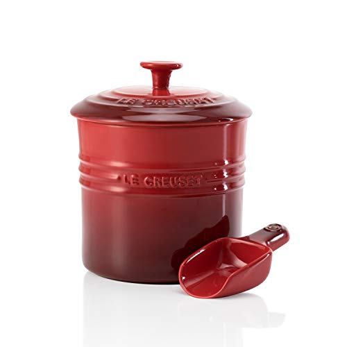 Le Creuset, Recipiente para pienso con Pala dosificadora, 12,6 x 19 cm, 1.9 l, Apto para lavavajillas, Rojo Cereza