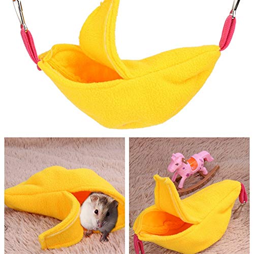 LEDDP Cama Hamster Cama Conejo Rata Cama Hamacas de Rata para Jaula Ardilla Bolsa de Dormir Hámster Hamaca Hurón hamacas Jaula para Hamster, Accesorios Yellow