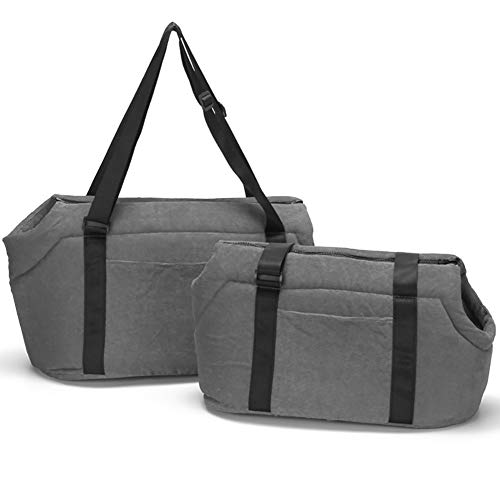 LeerKing Bolsa de Transporte para Perros y Gatos Transportín de Viaje de Pana para Mascotas, Gris L