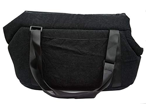 LeerKing Bolsa de Transporte para Perros y Gatos Transportín de Viaje de Pana para Mascotas, Negro M