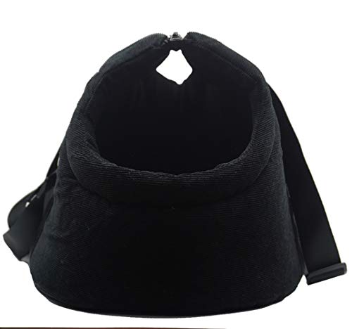 LeerKing Bolsa de Transporte para Perros y Gatos Transportín de Viaje de Pana para Mascotas, Negro M