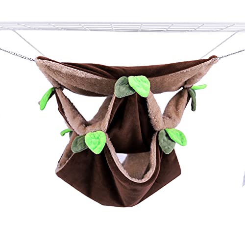 LeerKing Paquete de 2 hamaca pequeña para mascotas de 3 niveles con columpio para colgar cama y túnel de jaula, juguetes para escondite de hojas, accesorios para animales pequeños para ratas
