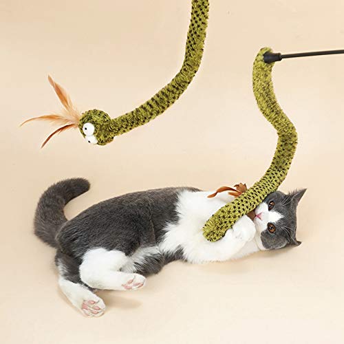 Legendog Varita De Gato De Juguete, Serpiente Interactiva, Divertida, Esponjosa, De Peluche, Varita De Juguete para Gatos De Interior, Ejercitador De Entrenamiento, Juego Seguro