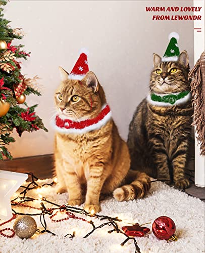 Lewondr Disfraz para Mascotas de Navidad, Ropa Navideña para Gatos Perros Sombrero y Capote de Papá Noel Tejido de Felpa Ajustable para Conejos Trajes Divertidos para Festival, Talla L, Rojo