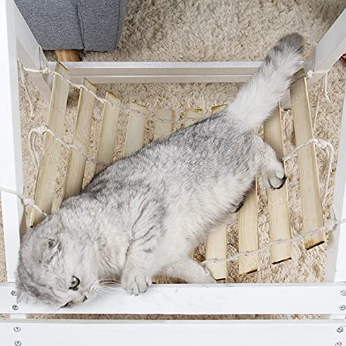 Leyeet Hamaca de gato para jaula de verano fresco de bambú para mascotas colgando dormir cama de descanso para gato gatito