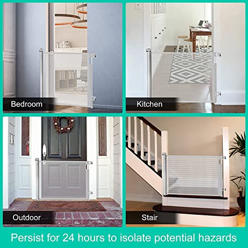 LGZY Puerta retráctil, seguridad extra ancha extensible, (0-150) cm, puerta de seguridad para perros para escaleras, interior, exterior, puertas, gris, 86 x 150