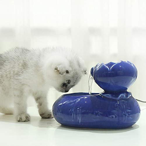 LHSJYG Bebedero Gatos,Fuente para Gatos Cat CERÁMICO Agua Fuente DE Agua Pet Pet Pet PETRÓNICA DISPENSADOR DE Agua ELÉCTRICA AUTOMÁTICO CURÁN CURÁN CURÁN CURANTE (Color : Blue)