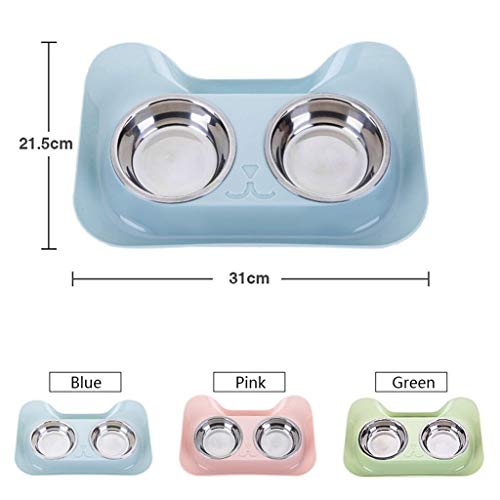 Liangzishop Suministros para Mascotas de Acero Inoxidable Cat Bowl Dog Bowl Doble Bowl Parte Inferior Antideslizante (Color : Pink)