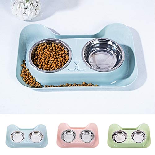 Liangzishop Suministros para Mascotas de Acero Inoxidable Cat Bowl Dog Bowl Doble Bowl Parte Inferior Antideslizante (Color : Pink)