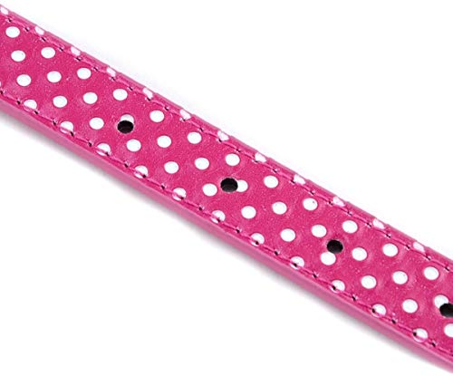 LikeGoods66 Collar de perro para mascota, colgante de amor con diamantes de imitación, collar de gato pequeño, de piel sintética, con lunares para perros pequeños, medianos y niñas (S-37 cm, rosa)