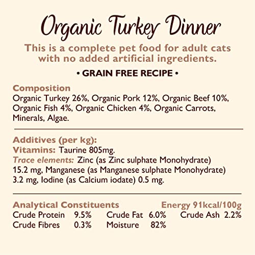 Lily's Kitchen Adult Organic Turkey Dinner Complete Wet Cat Food (19 x 85 g)