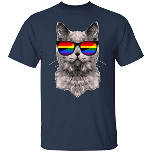 Limited Británico de pelo corto gato gatito Gatito LGBTQ LGBT Rainbow Flag Gay Pride Cat Kitten Kitty Lover Camiseta, azul marino, XS