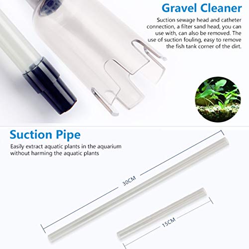 Limpiador Eléctrico Acuario, Aspirador Automático para Acuario, Kit de Limpiador de Grava para Acuarios Medianos y Grandes, Cambio de Agua, Lavado de Arena y Absorción de Heces