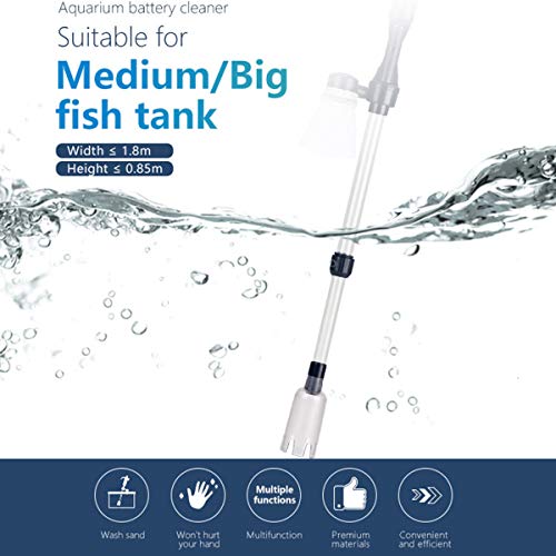Limpiador Eléctrico Acuario, Aspirador Automático para Acuario, Kit de Limpiador de Grava para Acuarios Medianos y Grandes, Cambio de Agua, Lavado de Arena y Absorción de Heces
