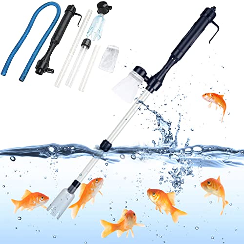 Limpiador Eléctrico Acuario, Aspirador Automático para Acuario, Kit de Limpiador de Grava para Acuarios Medianos y Grandes, Cambio de Agua, Lavado de Arena y Absorción de Heces