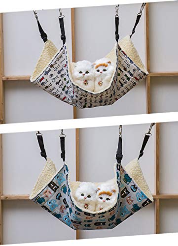 LINGRUI Hamaca para gato para jaula, doble uso de animales pequeños, bolsa de cama colgante para todas las estaciones, gatito, hurón, conejo, chinchilla, conejillo de indias, cobayas