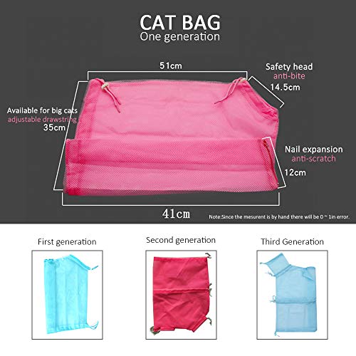 LINVINC Bolso para Aseo de Gatos - Multifuncional Bolsa Ajustable de Lavado Bolsa de Malla de Poliester para Ducha para Bañarse Recorte de Uñas - Naranja