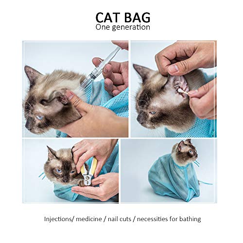 LINVINC Bolso para Aseo de Gatos - Multifuncional Bolsa Ajustable de Lavado Bolsa de Malla de Poliester para Ducha para Bañarse Recorte de Uñas - Naranja
