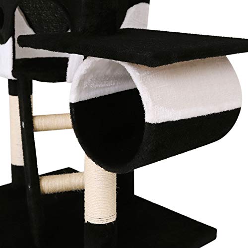 lionto Árbol rascador árbol para escalar árbol rascador para gatos Altura ajustable 230-250 cm negro/blanco