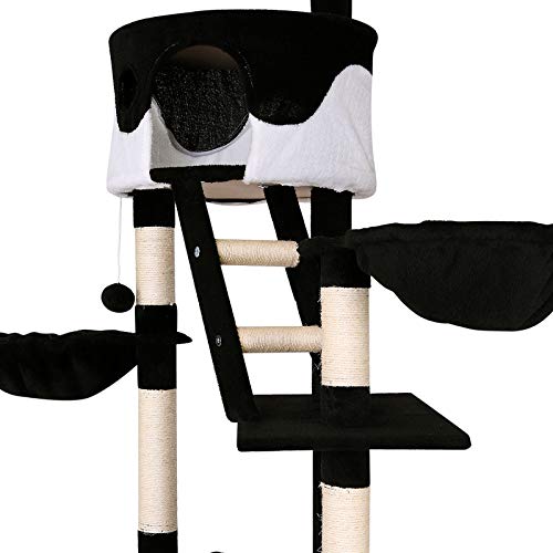 lionto Árbol rascador árbol para escalar árbol rascador para gatos Altura ajustable 230-250 cm negro/blanco