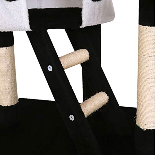 lionto Árbol rascador árbol para escalar árbol rascador para gatos Altura ajustable 230-250 cm negro/blanco