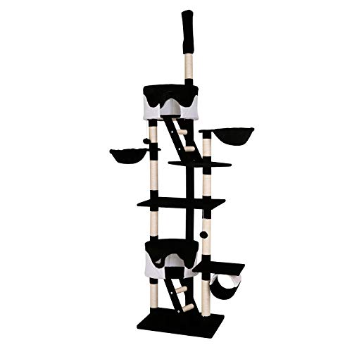 lionto Árbol rascador árbol para escalar árbol rascador para gatos Altura ajustable 230-250 cm negro/blanco