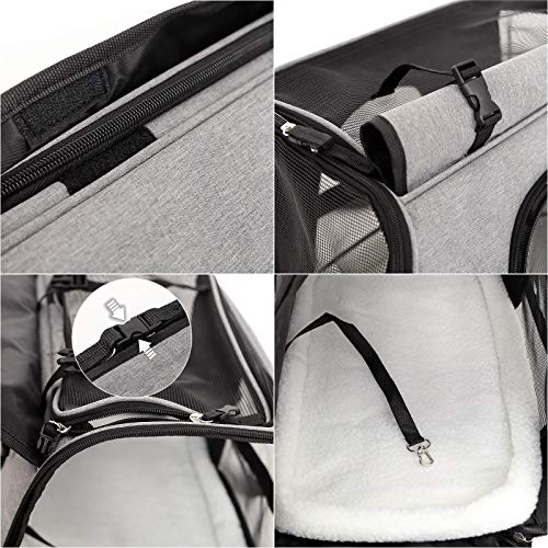 lionto Bolsa transportín Plegable para Perros transportín para Perros Bolsa para Perros Gris