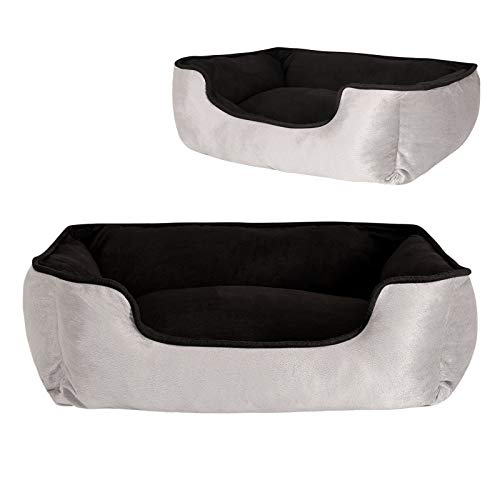 lionto Cama perros 2 en 1 cojín perros sofá perros tamaño (M) 80x60 cm negro/gris