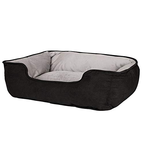 lionto Cama perros 2 en 1 cojín perros sofá perros tamaño (M) 80x60 cm negro/gris