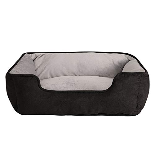 lionto Cama perros 2 en 1 cojín perros sofá perros tamaño (M) 80x60 cm negro/gris