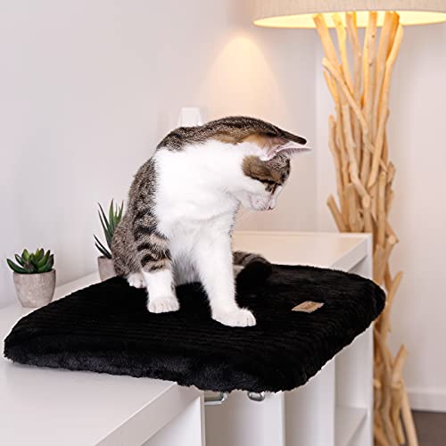 lionto Plataforma para alféizar Plataforma para Gatos Cama para alféizar Plataforma Felina para Ventanas Negro