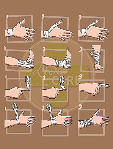 LisaCare Vendaje para patas, 5 cm x 4,5 m, juego de 4 unidades con diseño de huellas y selección, vendaje cohesivo, vendaje para heridas, vendaje elástico, autoadhesivo, sin pegar (patas amarillas)