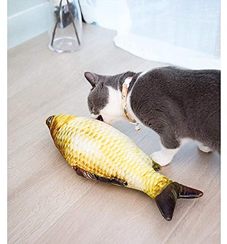 LITINGT Juguetes de pez con Hierba gatera para Gatos, Juguete de Peluche Realista para Masticar Mascotas, Limpieza de Dientes, Juguetes de Almohada con pez Gato, Gatos, Perros (Color: