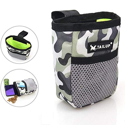 LITU - Bolsa de golosinas para perro, tela Oxford resistente al agua, gran capacidad, bolsa para golosinas para perro, dulces, juguetes para animales y accesorios de adiestramiento, color camuflaje