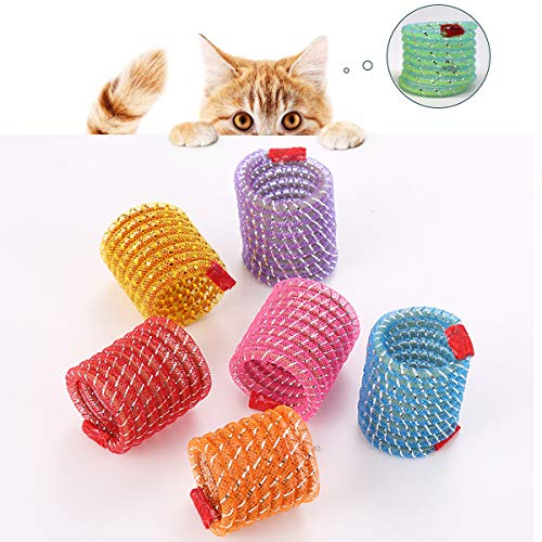Liwein Juguete de Resorte de Gato Resortes Espirales de Bobina Plástico Muelles en Espiral Colorido Juguetes Interactivos para Gatos Gatito Perros Mascotas Novedad Regalo (8 Piezas)
