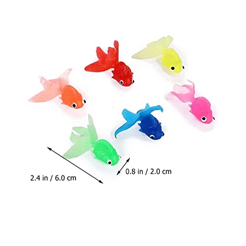 LIXBD 20 piezas de juguete de pez dorado de goma decoración de peces falso juguete de peces para niños, manualidades, proyectos escolares, fiestas de verano (color mezclado)