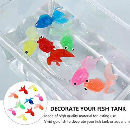 LIXBD 20 piezas de juguete de pez dorado de goma decoración de peces falso juguete de peces para niños, manualidades, proyectos escolares, fiestas de verano (color mezclado)