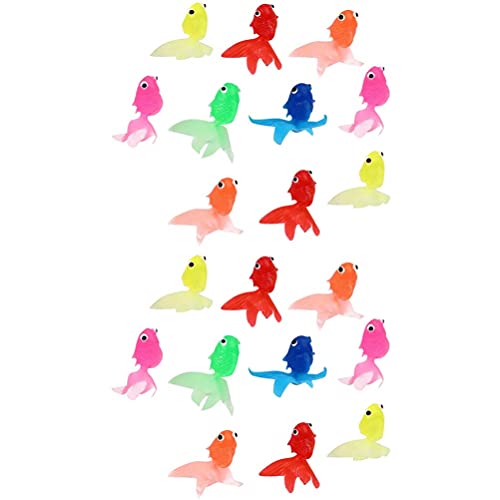 LIXBD 20 piezas de juguete de pez dorado de goma decoración de peces falso juguete de peces para niños, manualidades, proyectos escolares, fiestas de verano (color mezclado)