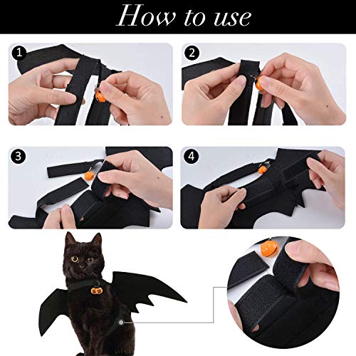 LIZHIGE Pet Costume Bat Wings, 1Pc Pet Halloween Bat Wings Disfraz, Gato Perro Cool Bat Wings Cosplay Accesorio para Halloween Holiday Theme Party, 2Pc Campana de Calabaza