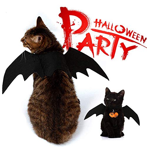 LIZHIGE Pet Costume Bat Wings, 1Pc Pet Halloween Bat Wings Disfraz, Gato Perro Cool Bat Wings Cosplay Accesorio para Halloween Holiday Theme Party, 2Pc Campana de Calabaza