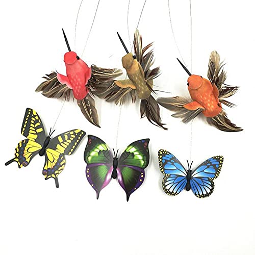 LIZHOUMIL Juguete interactivo para gatos con mariposa giratoria automática, colibrí eléctrico, mariposa voladora, mariposa giratoria, color aleatorio